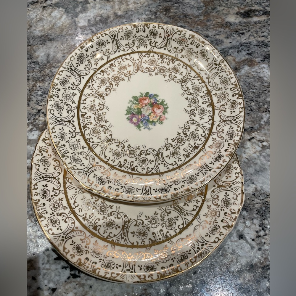 Charger Homer Laughlin Layfayette China Service Plate 22kt Gold 1940s. Only 2….